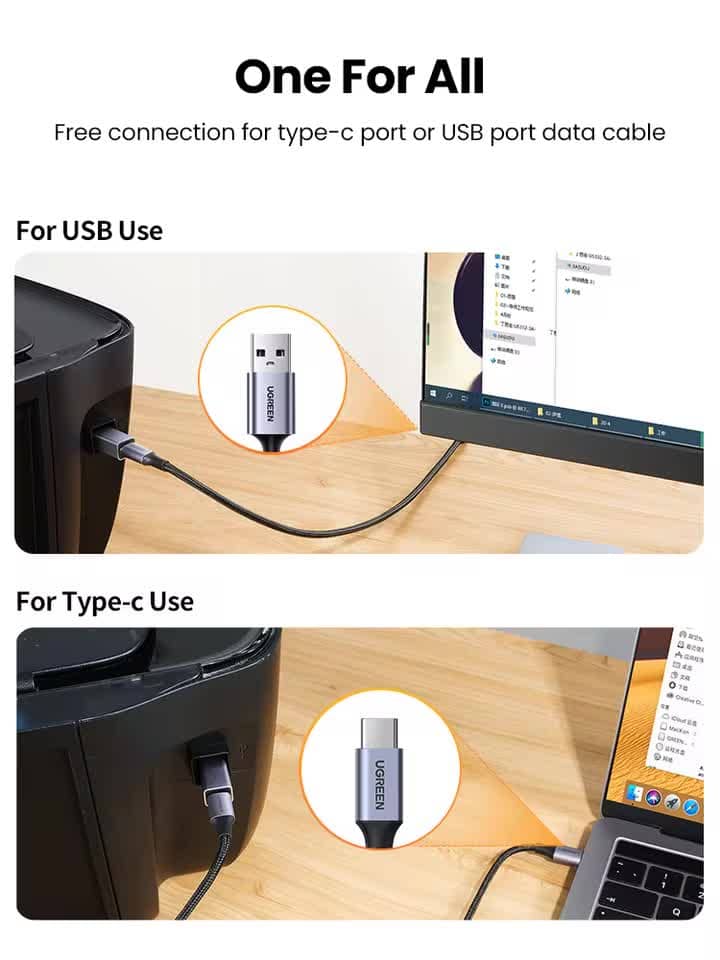 Ugreen USB 2.0 Yazıcı Adaptörü - USB C'den USB'ye Adaptör, Yazıcılar ...